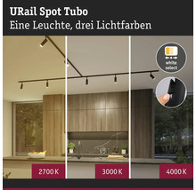 URail Spot Tubo skensystem i ett kök med ställbara färgtemperaturer från 2700 Kelvin till 4000 Kelvin.