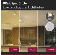URail Spot Circle skensystem i ett kök med tre ställbara ljusfärger: 2700 Kelvin, 3000 Kelvin och 4000 Kelvin.