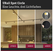 URail skensystem Spot Circle i ett kök med tre ställbara färgtemperaturer: 2700 Kelvin, 3000 Kelvin och 4000 Kelvin.