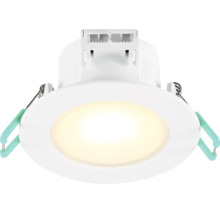 LED-downlight i vitt med fjäderklämmor för takmontering, rund design.