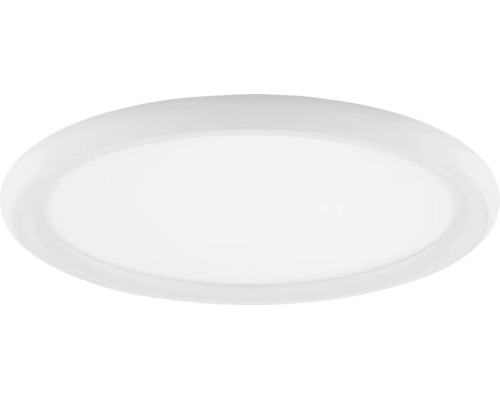 Rund vit taklampa i platt utförande med opal diffusor.