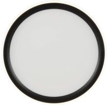 Rund LED-taklampa med svart kant och vit diffusor.