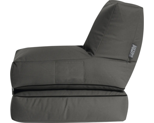 Antracitgrå sittsäck med högt ryggstöd och sidoficka, Sitting Point Logo.