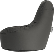 Antracitgrå sittsäck i L-form med ryggstöd av polyester, Sitting Point Logo.