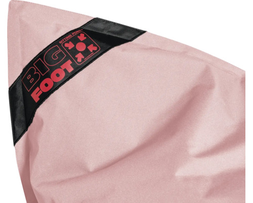 Detalj av en saccosäck i textil med Sitting Point Logo och Big Foot-text.
