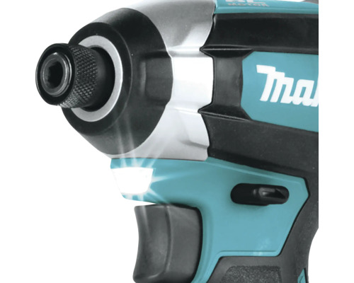 Makita slagskruvdragare med integrerad LED-arbetsbelysning för belysning av chucken och arbetsytan.