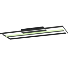 Modern LED-taklampa i rektangulär design av svart metall med integrerad ljuskälla.