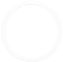 Rund LED-taklampa i platt design av vit plast.