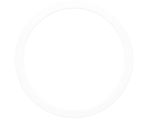 Rund LED-taklampa i platt design av vit plast.