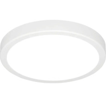 Rund vit LED-taklampa med plastkupa.