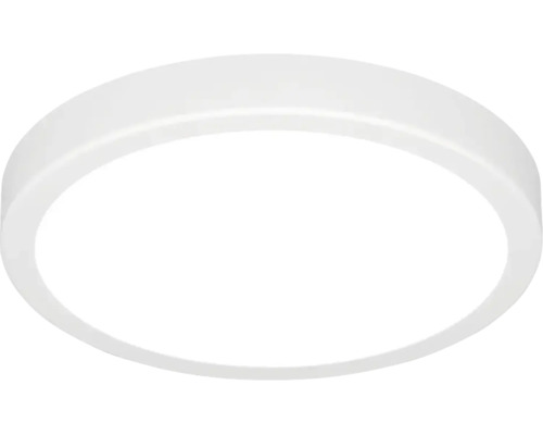 Rund vit LED-taklampa med plastkupa.