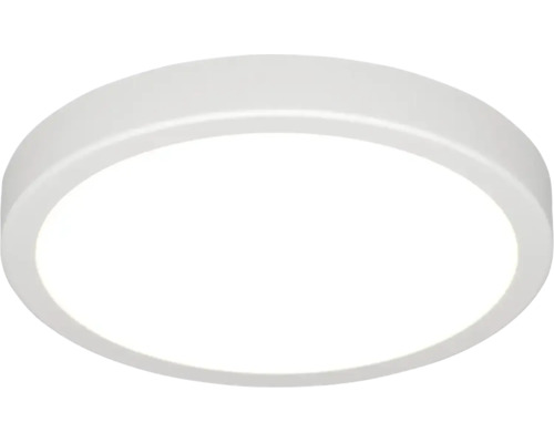 Rund LED-taklampa med platt design och enkel ram.