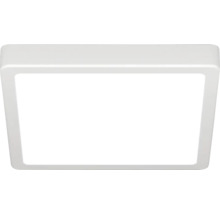 Vit kvadratisk LED-taklampa i platt design med rundade hörn.