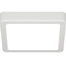 Kvadratisk LED-taklampa i vitt med rundade hörn, platt panel för tak- eller väggmontering.