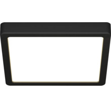 Kvadratisk LED-taklampa med svart ram.