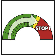 Indikator med framstegspil och stoppsignal.