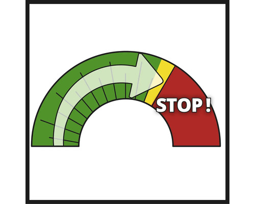 Indikator med framstegspil och stoppsignal.