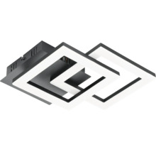 Modern LED-taklampa med två sammanflätade kvadratiska ramar och en kvadratisk monteringsbas.