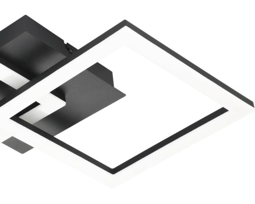Modern LED-taklampa i svart och vitt med geometriska kvadratiska ramar.