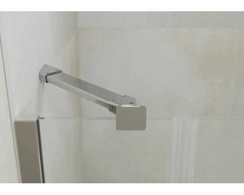 Stabiliseringsstång för duschvägg i glas, metall, väggfäste.