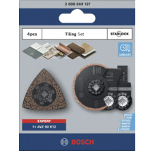 Bosch Starlock kakelsats med 4 tillbehör för multiverktyg för slipning och kapning av olika material.