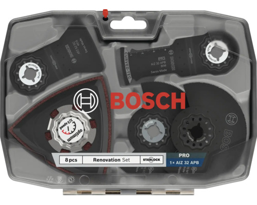 Bosch Starlock renoveringsset med 8 olika såg- och slipblad för multiverktyg i plastväska