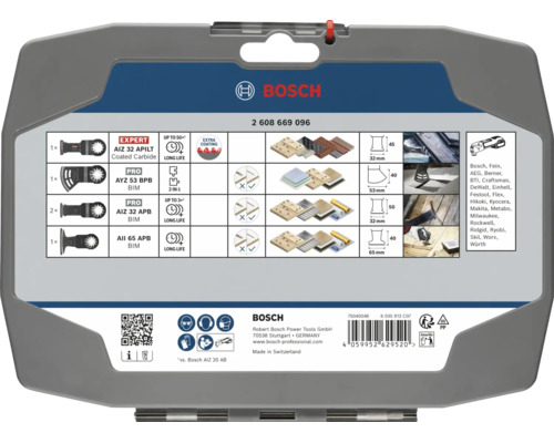 Bosch Expert och Pro multiverktygssagbladsats med 5 delar for multiverktyg i forvaringslada