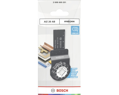 Bosch Starlock instickssågblad AIZ 20 AB för multiverktyg för sågning i metall och trä.