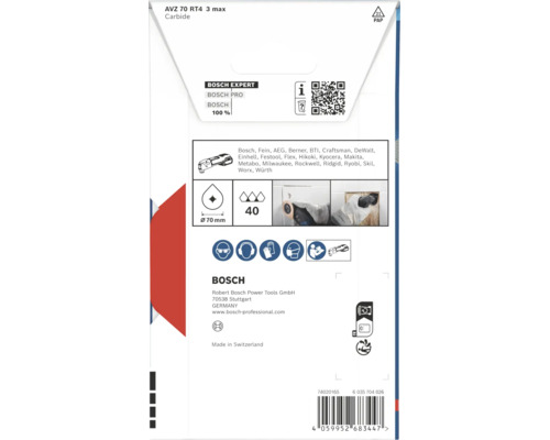 Bosch Expert AVZ 70 RT4 hårdmetallsegmentklinga för multiverktyg med 70 millimeter diameter och kornstorlek 40 för kakel