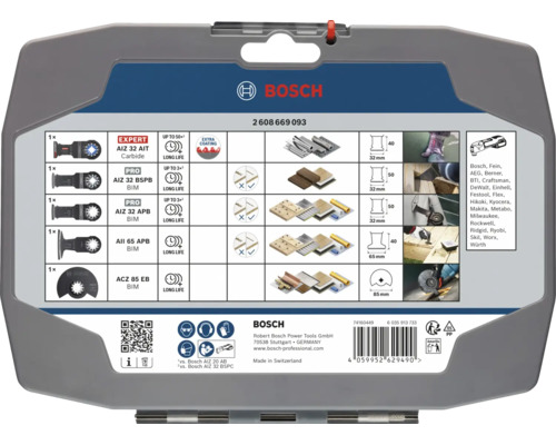 Bosch Starlock multiverktygssågbladset, 5 delar, för olika material och applikationer, i systemväska av plast.
