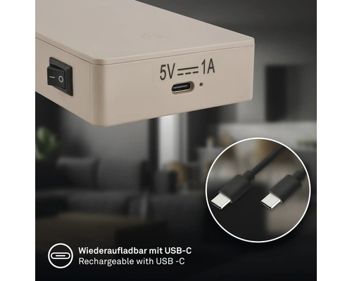 Laddningsbar enhet med USB C port inklusive USB C laddningskabel för 5 Volt 1 Ampere strömförsörjning