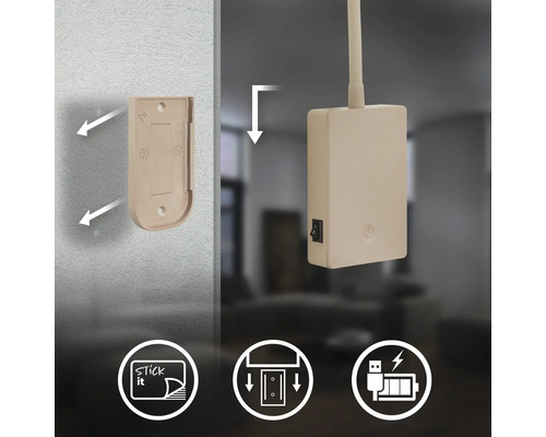 Vaggfaste for lampa med limmontering och USB batteriladdningsfunktion