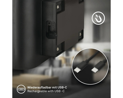 Uppladdningsbar lampa med USB C port och magnetfäste