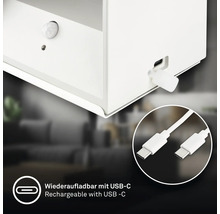 Vägglampa med rörelsesensor och USB-C laddningsport inklusive laddningskabel.