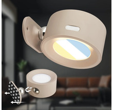 Rund magnetisk LED vägglampa med rörlig led för montering med självhäftande dyna för inomhusbruk.
