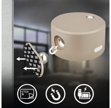 LED-lampa med magnetfäste och självhäftande väggfäste, laddningsbar via USB