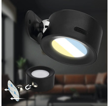 Rund LED vägglampa med magnetisk kulled för montering med självhäftande fäste för flexibel ljusriktning