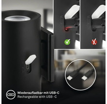 Uppladdningsbar LED-lampa med USB C-laddningsport och USB C-laddningskabel