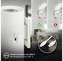 Uppladdningsbar lampa med USB C port inklusive laddkabel och laddningsindikator