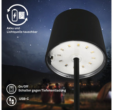 Utomhus LED bordslampa med utbytbart batteri och ljuskälla, USB C anslutning och djupurladdningsskydd