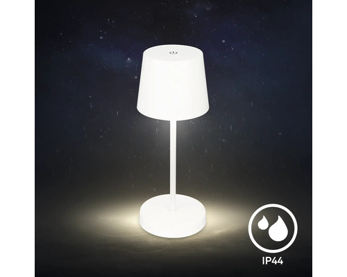 Modern LED bordslampa för utomhusbruk med touchbrytare och kapslingsklass IP44 skyddad mot stänkvatten.