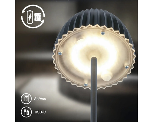 LED bordslampa med batteridrift och USB C anslutning samt på av knapp