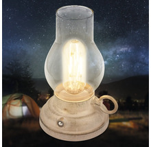 Dekorativ LED lykta i antik design med glaskupa och glödtrådslampa för stämningsfull belysning.