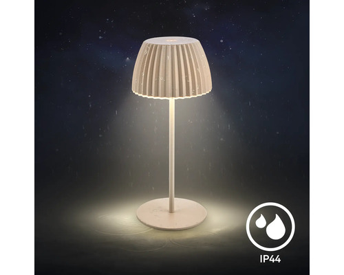 LED bordslampa for utomhusbruk med plisserad skarm och kapslingsklass IP44 mot vattenstank