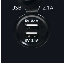 Dubbelt USB uttag med fem volt och två komma en ampere för inbyggnad