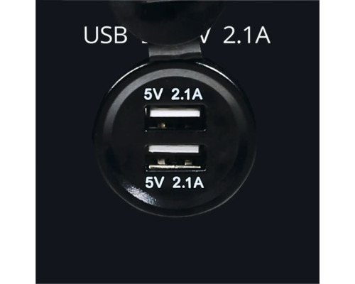 Dubbelt USB uttag med fem volt och två komma en ampere för inbyggnad