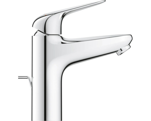 Ettgrepps tvättställsblandare i metall med blank yta för badrum.