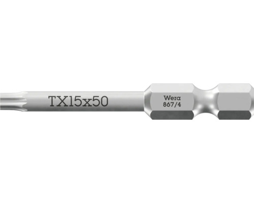 Wera Torx skruvbits TX 15 gånger 50 millimeter av stål