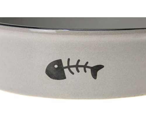 Keramisk kattskål med fiskbensmönster