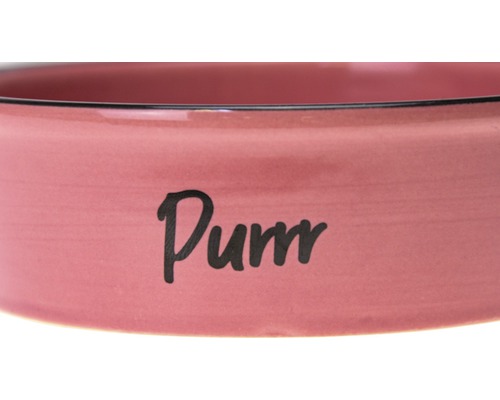 Keramisk kattskål med texten Purr